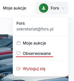 Sekcja Obserwuję w Moich aukcjach